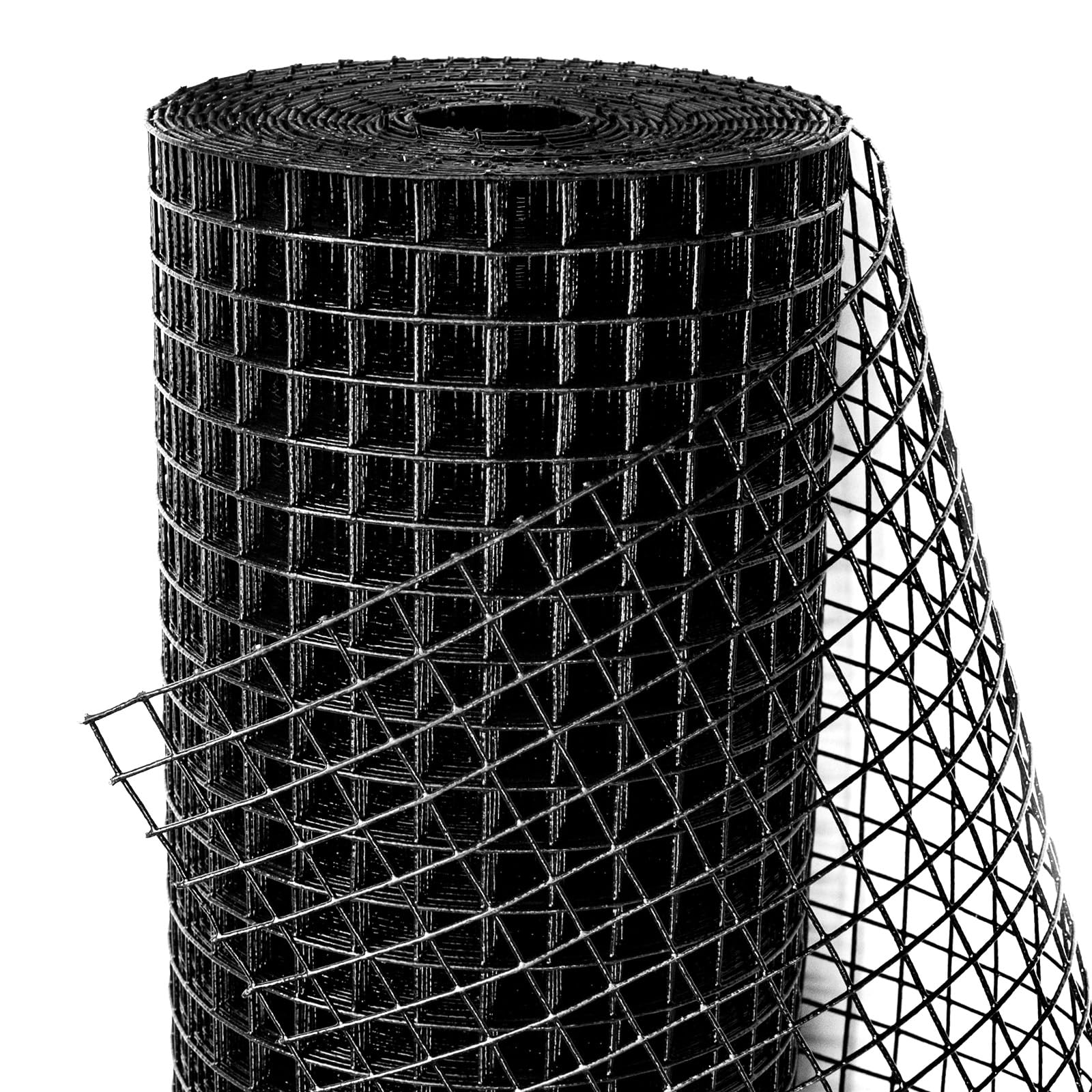 Black PVC Vinyl Coated Wire Mesh Hardware Cloth 1/2 inch 48 x 50 ft 19 Gauge, Double-Layer Rust-Proof Design, Easy to Bend and Durable, Chicken Wire Mesh Tree Guard Rodent Wire
