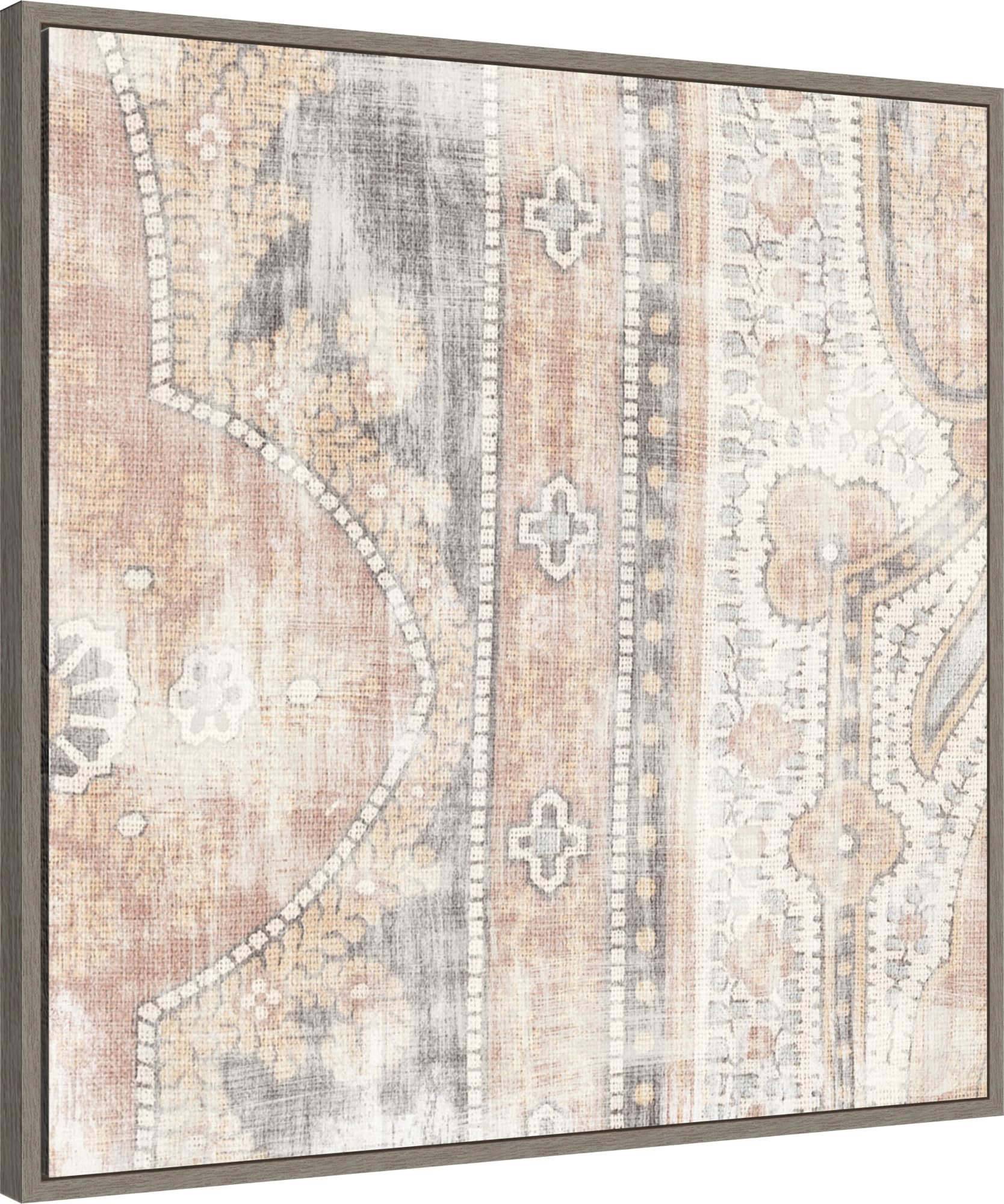 Amanti Art Framed Canvas Wall Art 30x30 Antique Cloth I by Wild Apple Portfolio, Framed Wall Art Canvas, Abstract Artwork, Country Rustic Decor, Large Poster Painting for Living Room, Bedroom,