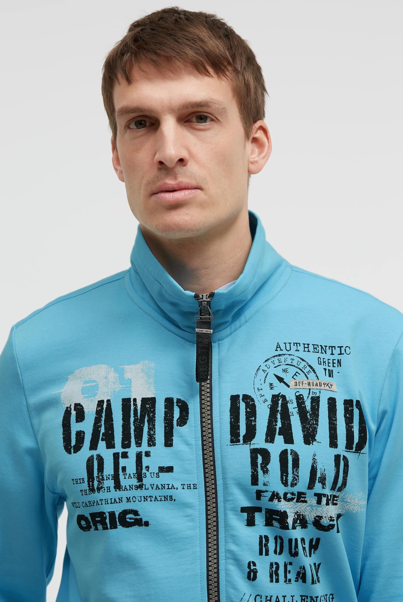 Camp David Herren Sweatjacke mit Label Print