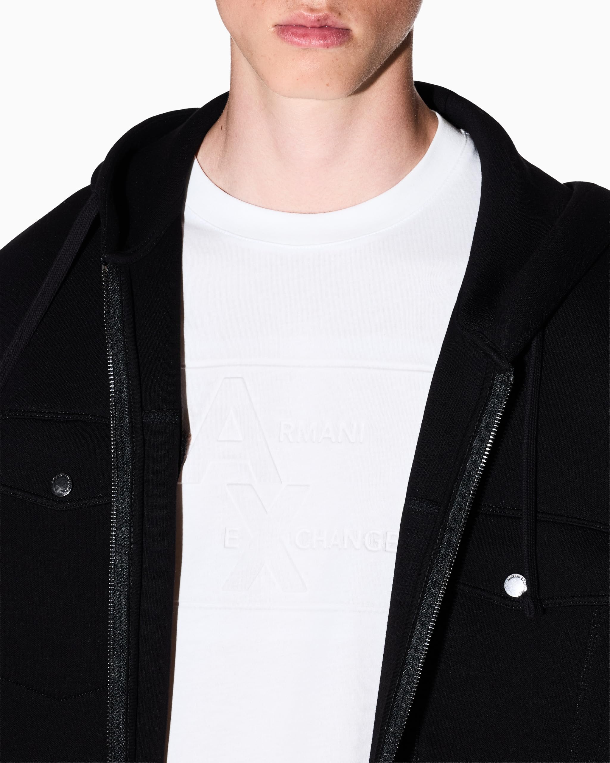 Armani Exchange Koszulka Mężczyźni Short Sleeve Tone On Tone Logo Round Collar