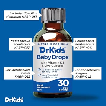 Dr. Kids Baby and Kids Probiotic Vitamin D Drops, Unflavored, 0.5 fl oz