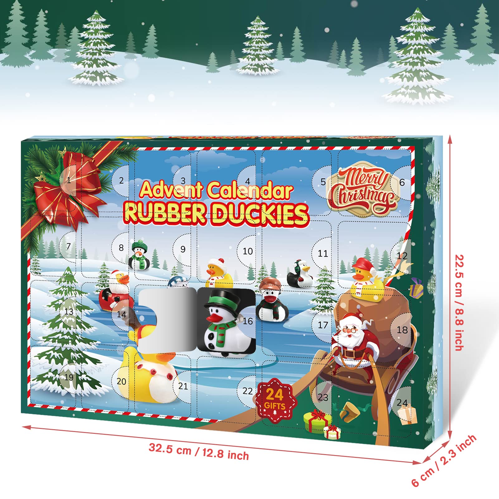 Feelhap Adventskalender 2026 Kinder,Gummi Enten Adventskalender Enten 2026 Weihnachts Countdown Kalender Mit 24 Weihnachten Quietscheenten Gummi Enten Badespielzeug Für Kinder Weihnachtsgeschenke (B