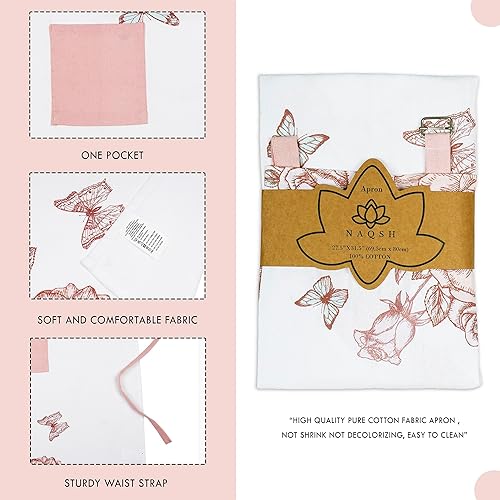 Miniatura 3 de NAQSH Delantal de algodón con bolsillo, correa ajustable para el cuello y lazos largos, delantales de chef para hombres y mujeres, ideal para