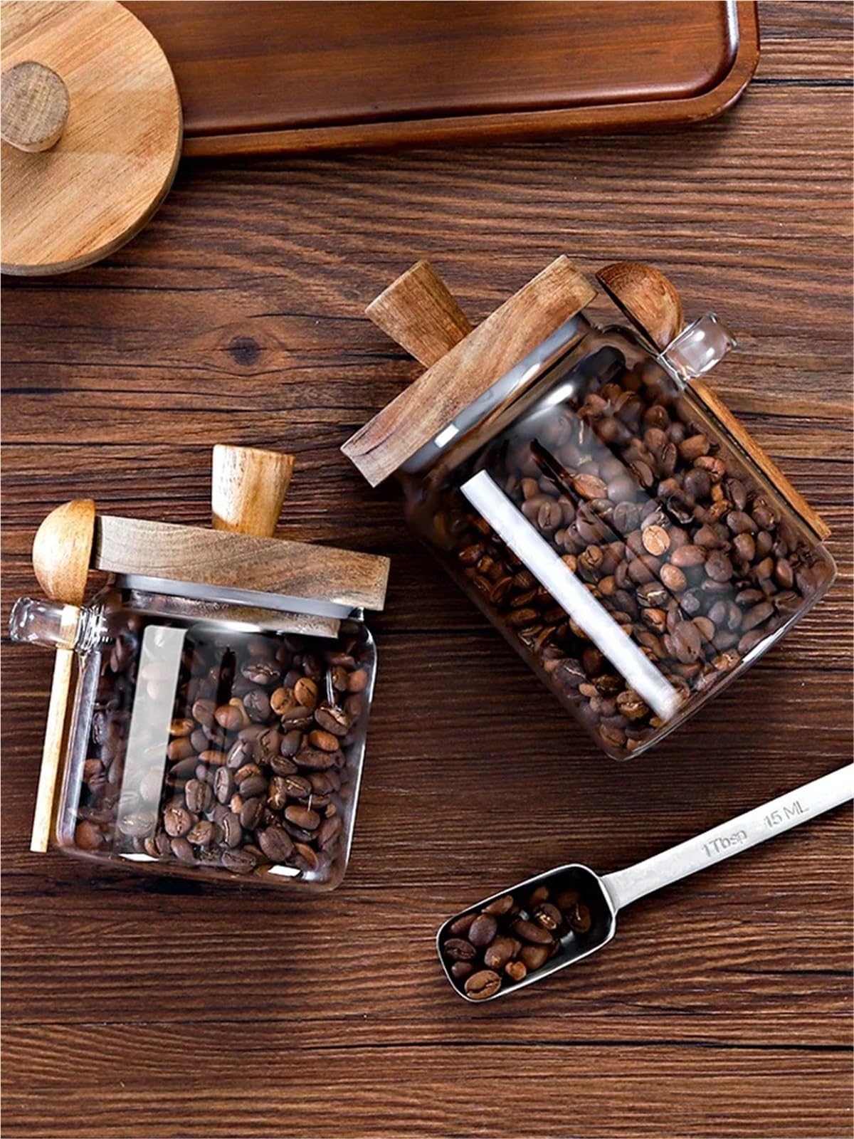 2 Stück Kaffeebohnen-Vorratsglas Mit Glasdichtung Und Löffel, Trockenobst, Küchenorganisatoren FüR TrockenfrüChte(9x15cm-900ml)