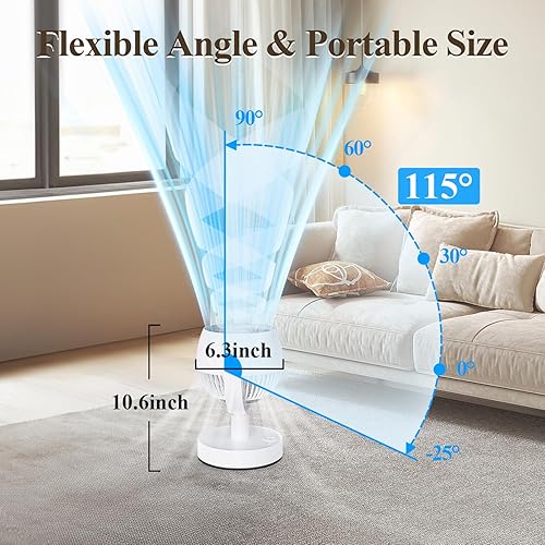 Miniatura 3 de Ventilador de circulación de aire portátil recargable, temporizador, oscilante, potente y silencioso, 5 velocidades, ventiladores de escritorio