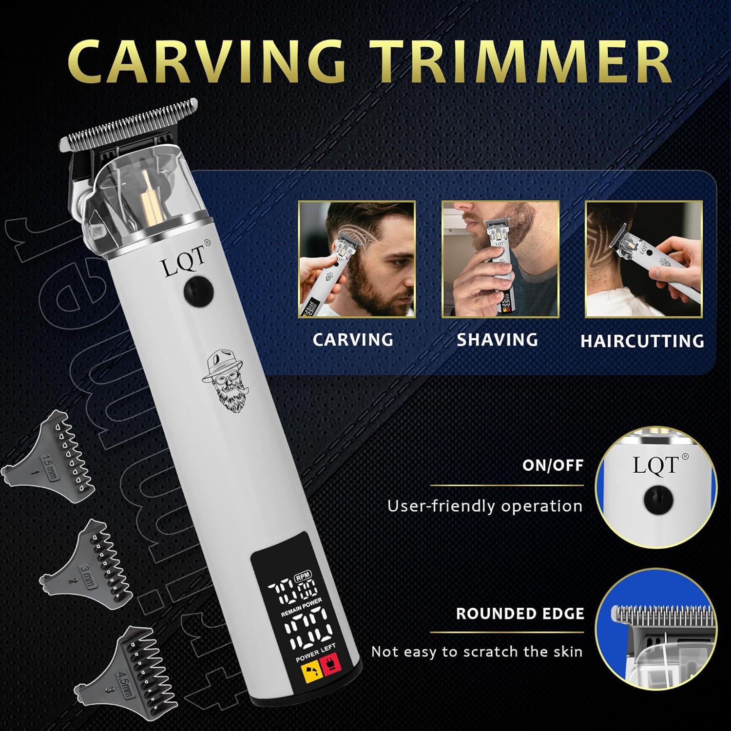 Professional Barber Kit for Men, Cordless Hair Clipper, Trimmer & Rotary Shaver Set with LED Display, USB-C Rechargeable Battery,Precision Blades,Adjustable Speeds,Low Noise,Grooming Gifts for Men