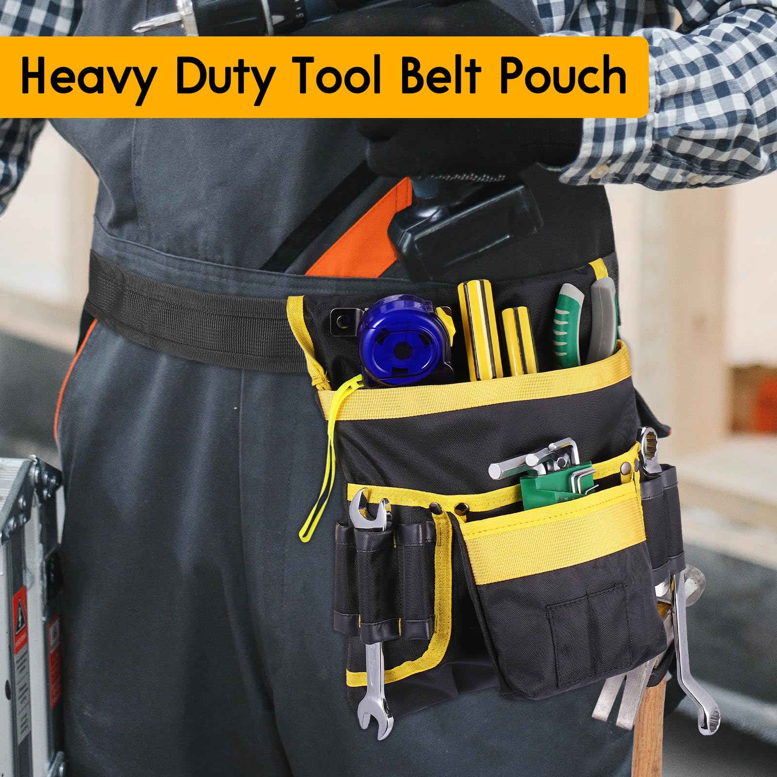 Zocipro Cintura Porta Attrezzi, Magnetiche Cintura Attrezzi da Uomo con 14 Tasche, Regolabili Staccabili Cintura Attrezzi Lavoro per Elettricista, Falegname, Edilizia