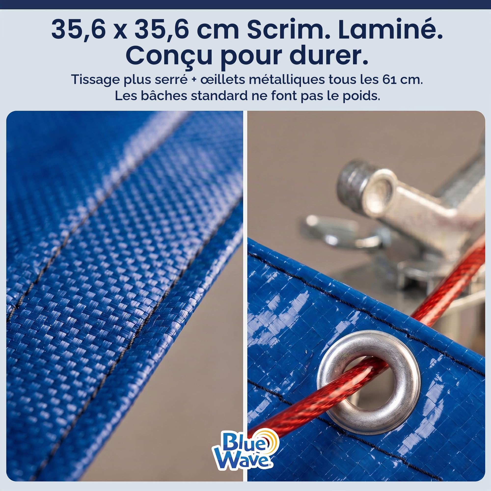 Blue Wave Bâche d'hiver Ovale pour Piscine Hors Sol Doré 15 Ans 3,7 x 7,3 m