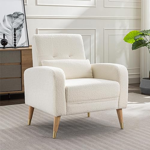 Miniatura 1 de Dolonm Silla decorativa moderna de mediados de siglo, sillón tapizado, silla de sala de estar, cómoda silla individual con patas de metal, silla de