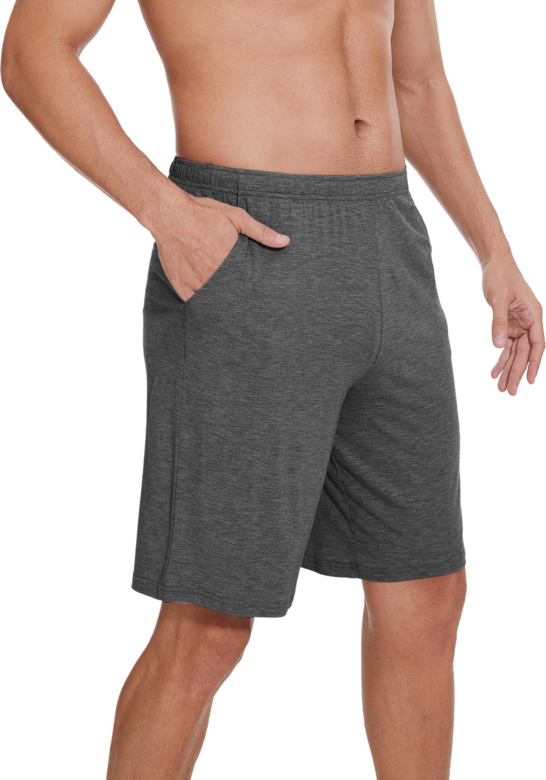 WiWi Mens Bamboo Viscose Pajama Shorts Lightweight Lounge Bottoms Soft Knit Sleep Short Pants Loungewear with Pockets S-3X