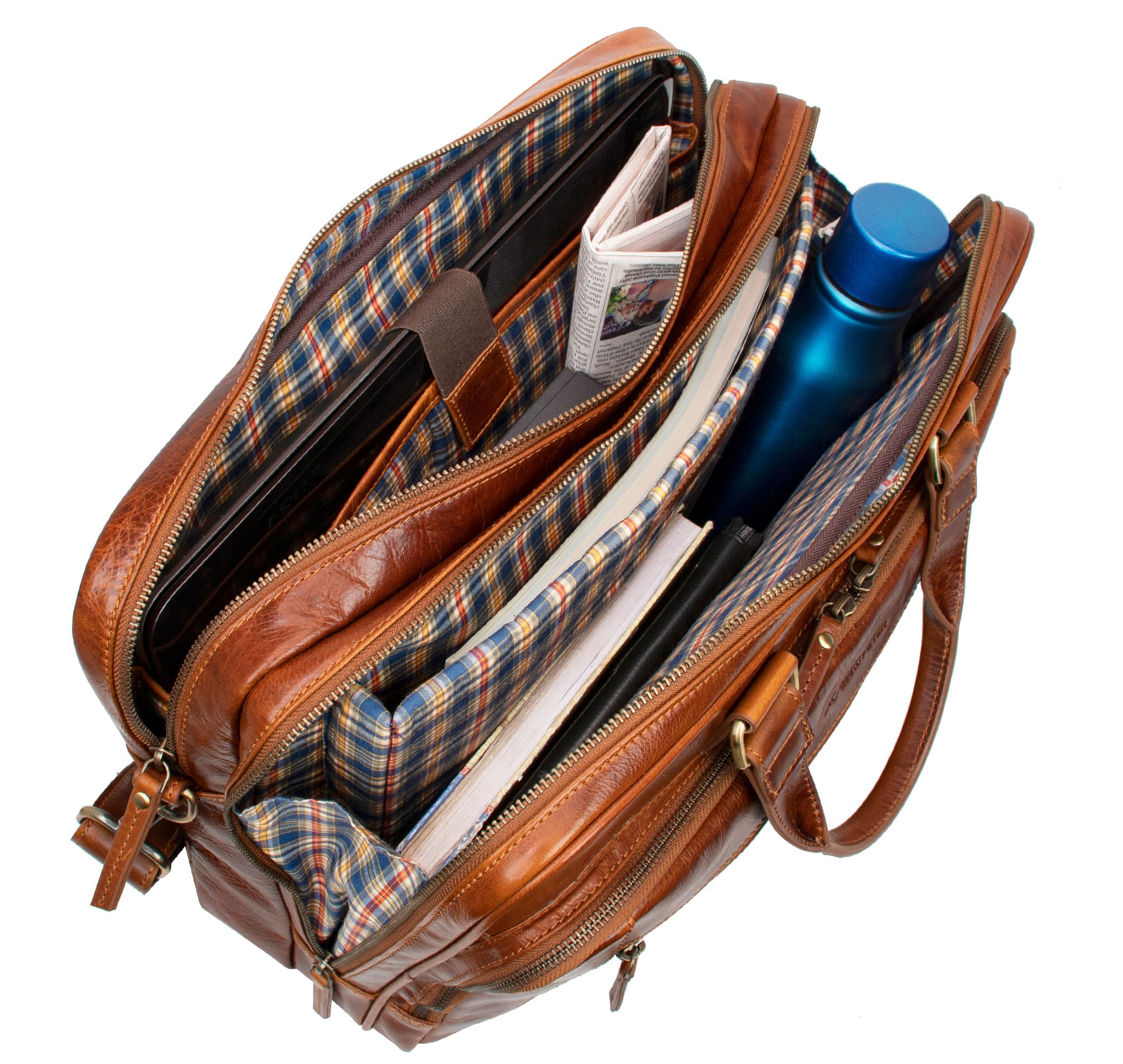 Marc Peter Seattle I - Bolso bandolera de piel para portátil de 15,6 pulgadas, maletín para ordenador portátil, para hombre y mujer