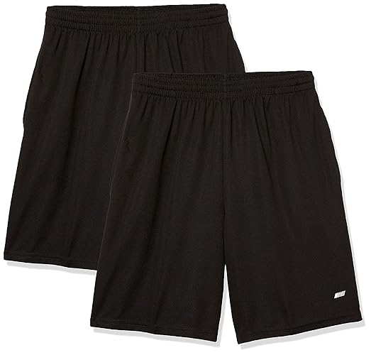 Amazon Essentials Mens 2-Pack Loose-Fit Performance ShortsShort - Large - Black/Black
