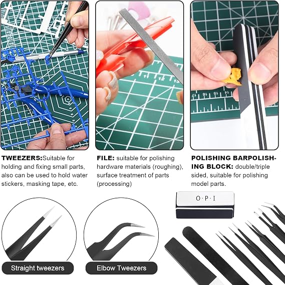 Fippy 101PCS Model Tools Kit, Hobby Building Tools Model Making Tools Kit for Basic Model Assembling, Building and Repairing