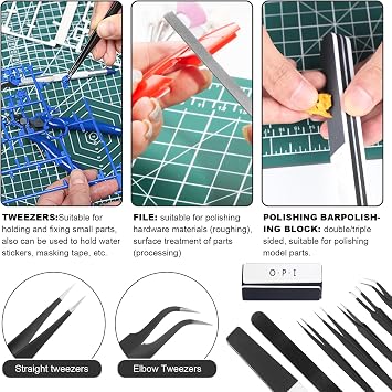 Fippy 101PCS Model Tools Kit, Hobby Building Tools Model Making Tools Kit for Basic Model Assembling, Building and Repairing