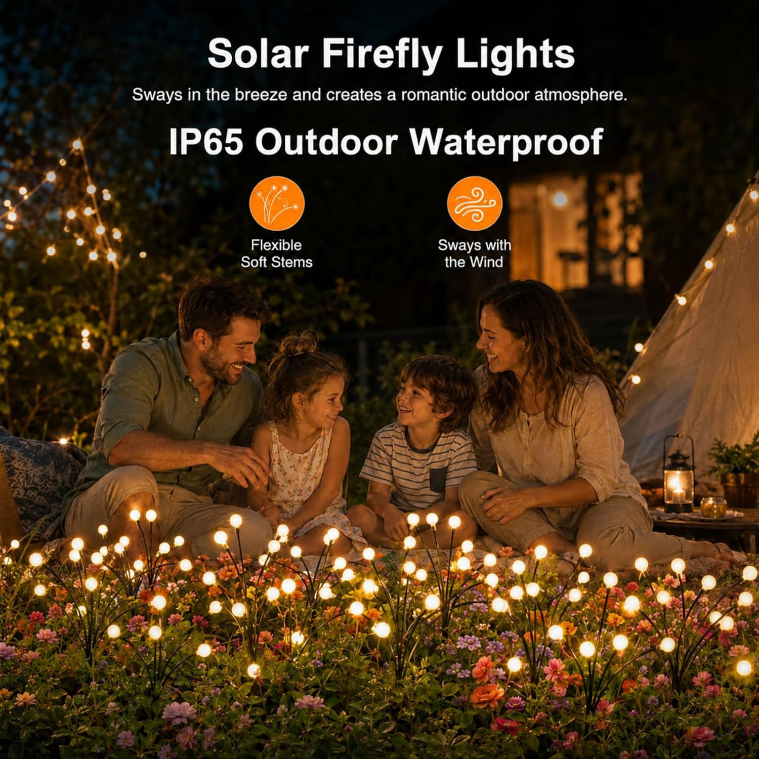 20 LED Solar Firefly Lights Outdoor, Swaying Garden Lights 2 Pack | 8 modes swaying solar firefly lights with for flower beds, planters, walkways, patios, yards and garden decor