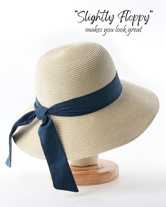 FURTALK Gorro de playa de paja para mujer UPF 80+ viaje plegable verano miniatura 2