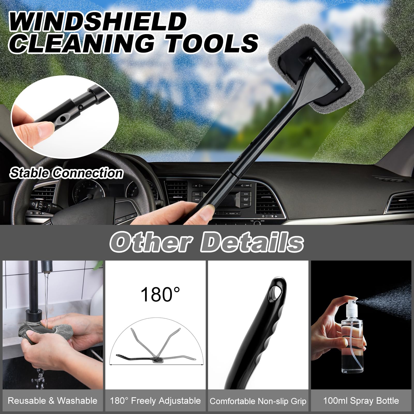 Kit di Pulizia per Auto, Kit di Pulizia per Interni dell'auto, con aspirapolvere Portatile ad Alta Potenza, Set di spazzole, Strumento per Parabrezza, spolverino, Asciugamani, Strumenti