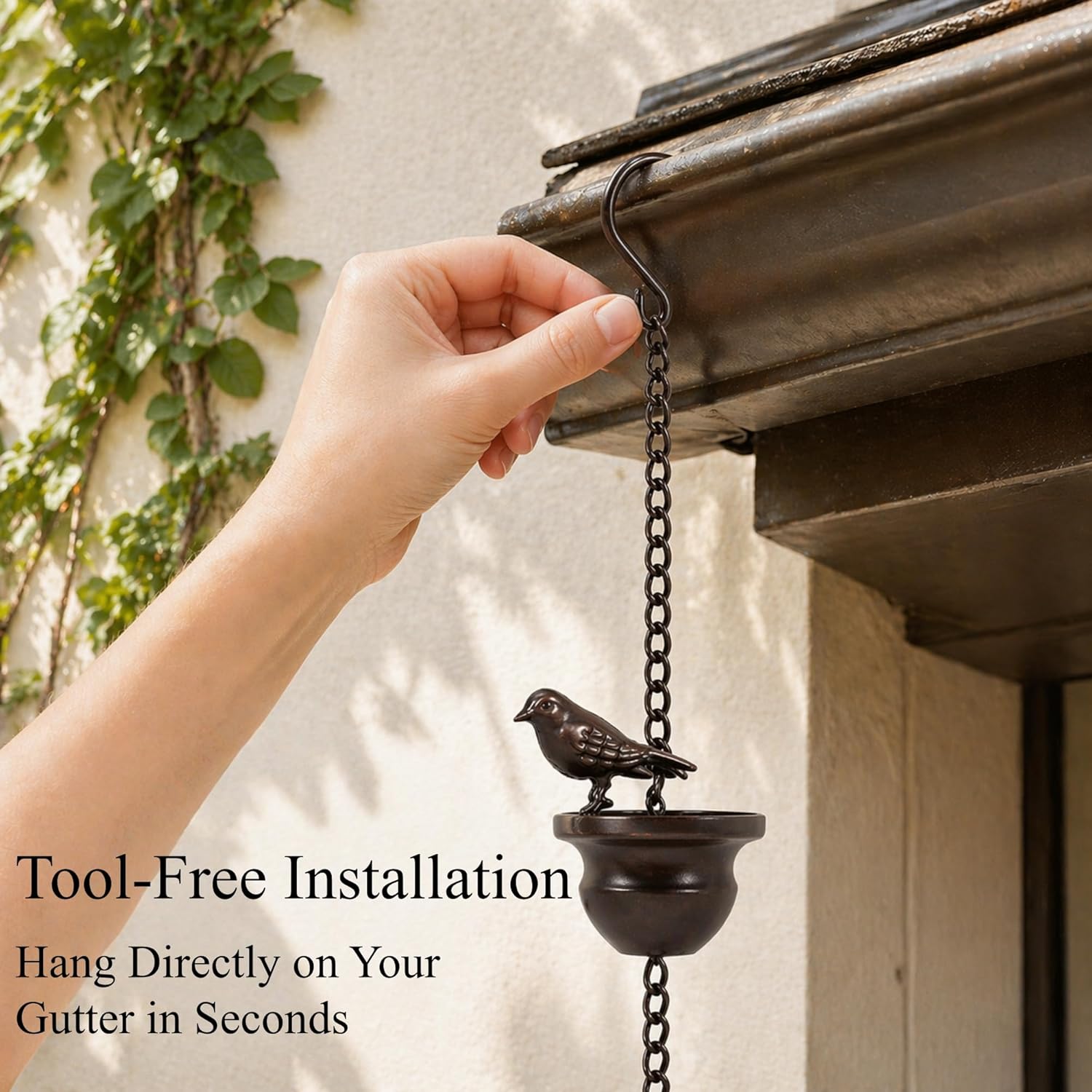Rain Chains, Hummingbird and Cup Rain Chains Metal Rainwater Catcher Chain Outdoor Garden Decor for Gutter Downspouts