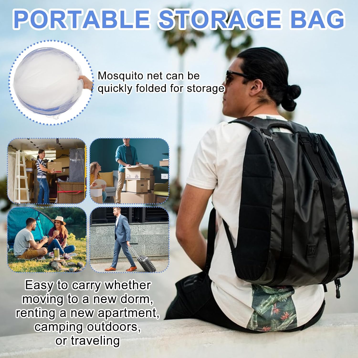 2 Pcs Extra Large Pop up Mosquito Tent Nets Portable Foldable Mosquito Bug Net for Bed Camping Travel Patio Bug Netting Mesh Tent Canopy for Adults Bedroom (74.8 * 35 * 35 Inch)