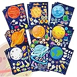 27 Sheets Space Stickers Make Your Own Planet Stickers Games,Easy to Peel and Stick,Make a face Outer Space Sticker for Kids,9 Planets Solar System Birthday Party Favor Sticker for Kids