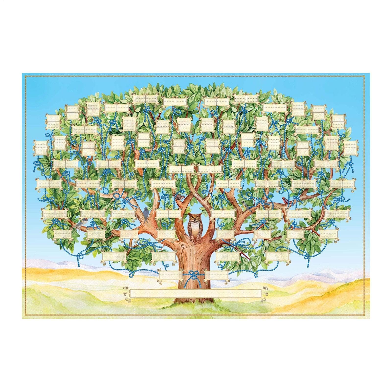 Family Tree Poster - Fabric My Genealogy, Family Tree Charts Worksheets | Generational Lineage Research Document Display for Husband Wife Son Daughter
