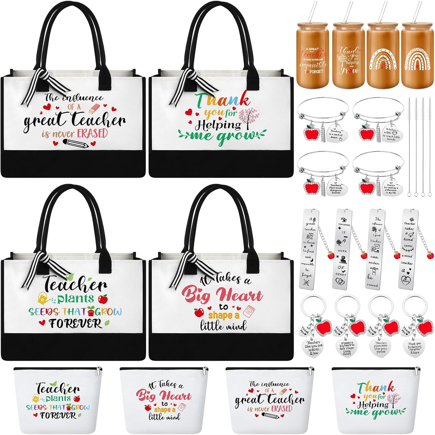 Paterr 24 Pcs Teacher Appreciation Gifts for Women Thank You Inspirational Gifts in Bulk for Graduation Tote Bags