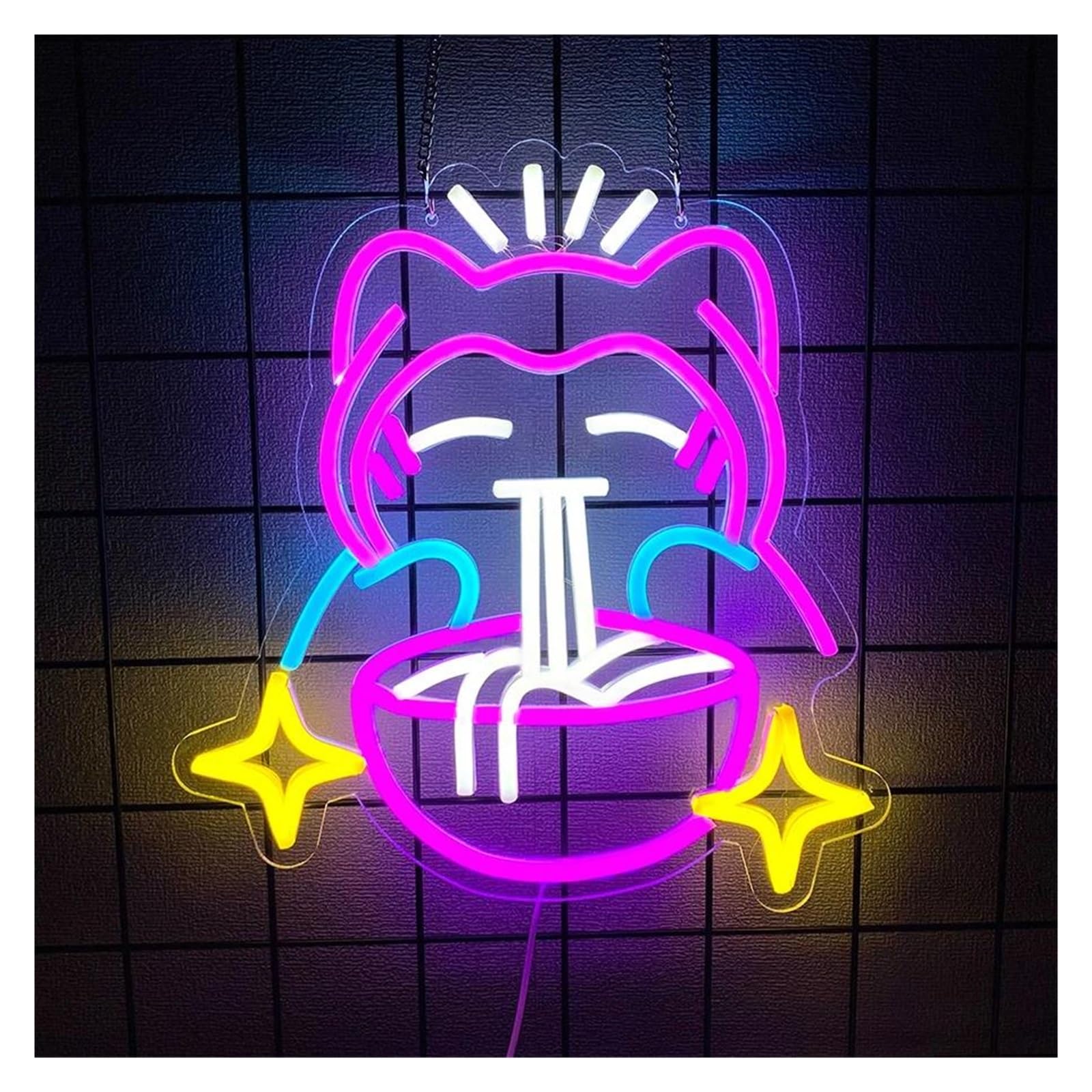 LEMST Sign Lamp Lamian Noodles Cat Neon Signs USB Powered Eating Noodles Cat Neon Lights Suitable for Restaurants Store Decor 38.4cmx40.8cm