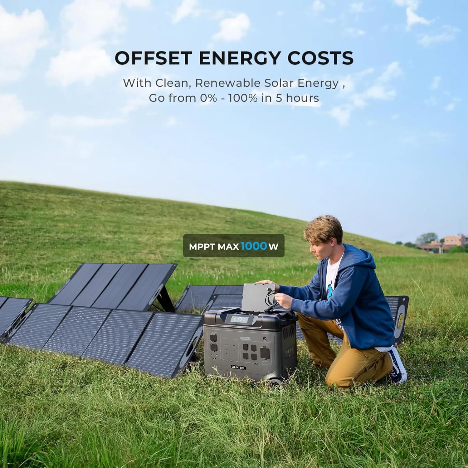 OUKITEL 5120Wh Large Capacity Solar Generator,Portable Power Station P5000 Pro With 400W Solar Panel, 5x3600W AC Output (6000W Surge),1000W MPPT Solar for Emergency, Home Backup, RV, Camping P5000 PRO+400W image 8 of 8 B0F5QM61CJ