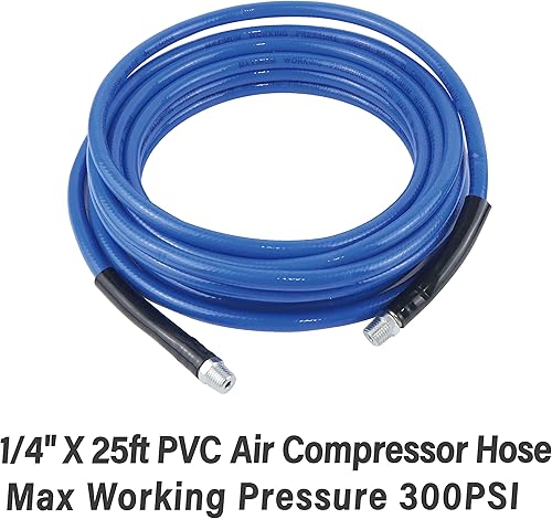 Miniatura 3 de MELPRISU Kit de compresor de accesorios de aire de 25 pies y 14 pulgadas, manguera de aire de polietileno con pistola de soplado de aire 14 NPT