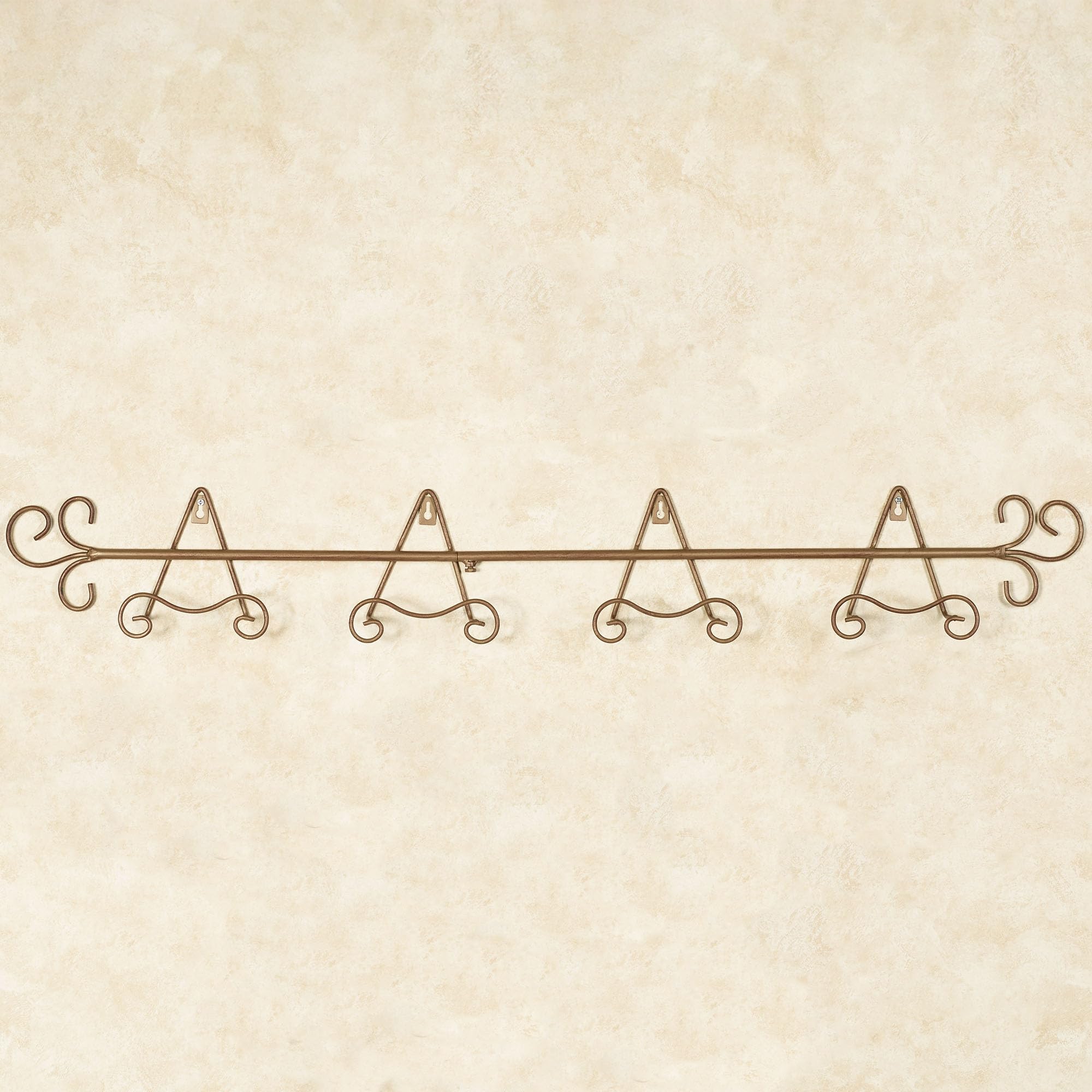 Touch of Class Galla Petite Plate Rack - Satin Gold - Metal Hanging Collector Holder - Decorative Vintage Holders for Wall - Displays 4 Plates - 42 Inches Wide