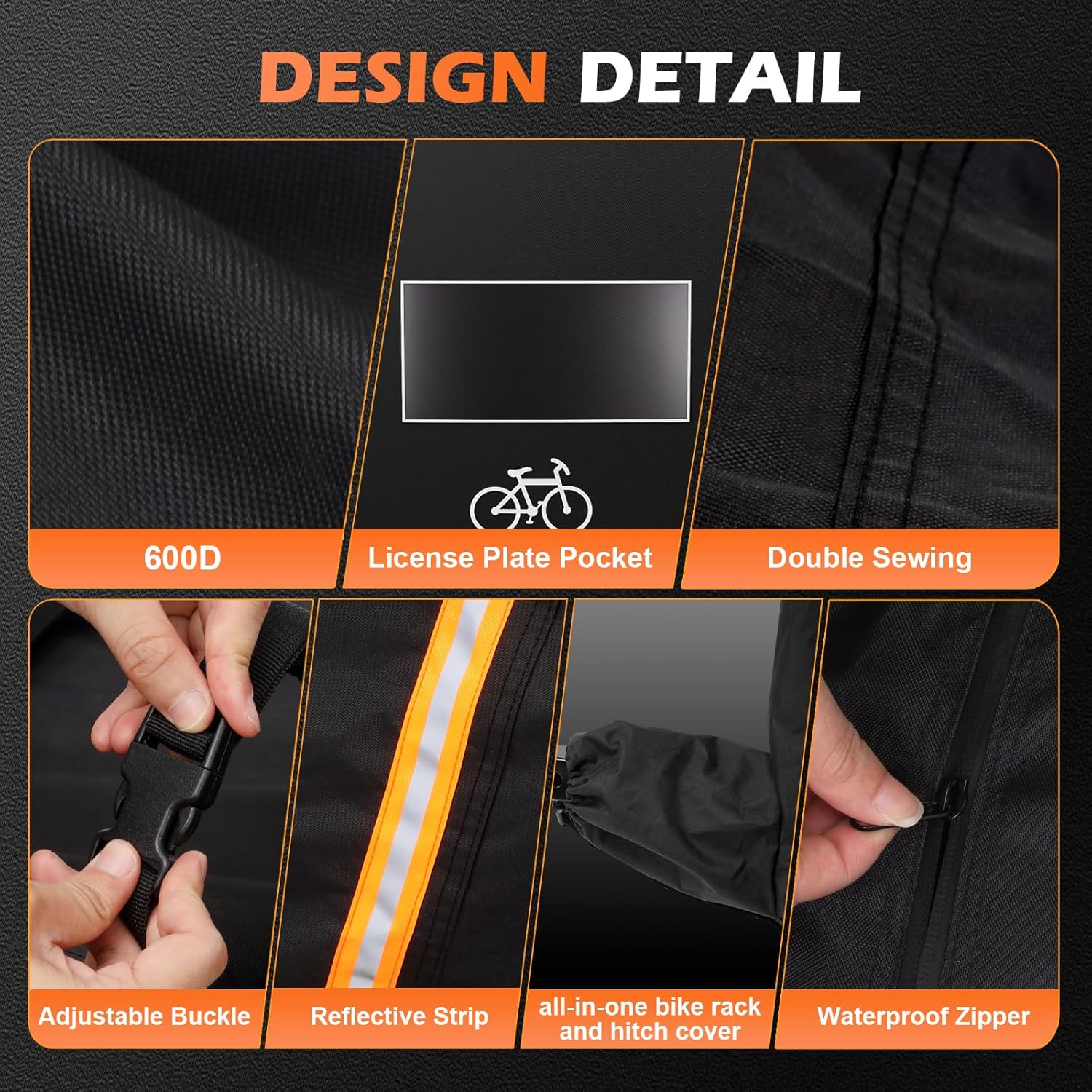 Bike Cover for Transport 2 Bike - 600D Travel Bike Covers for Bikes on Rear Bike Rack Heavy Duty & Waterproof, Outdoor Full Bicycle Rack Cover for 2 Bikes on Car Hitch Storage