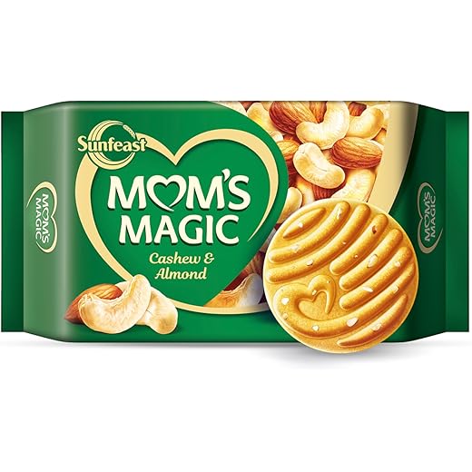 Sunfeast Mom's Magic Rich Cashew Almond Cookies|Roasted Cashew Almond Biscuits|Rich Butter |Mom's Favorite 544 Grams