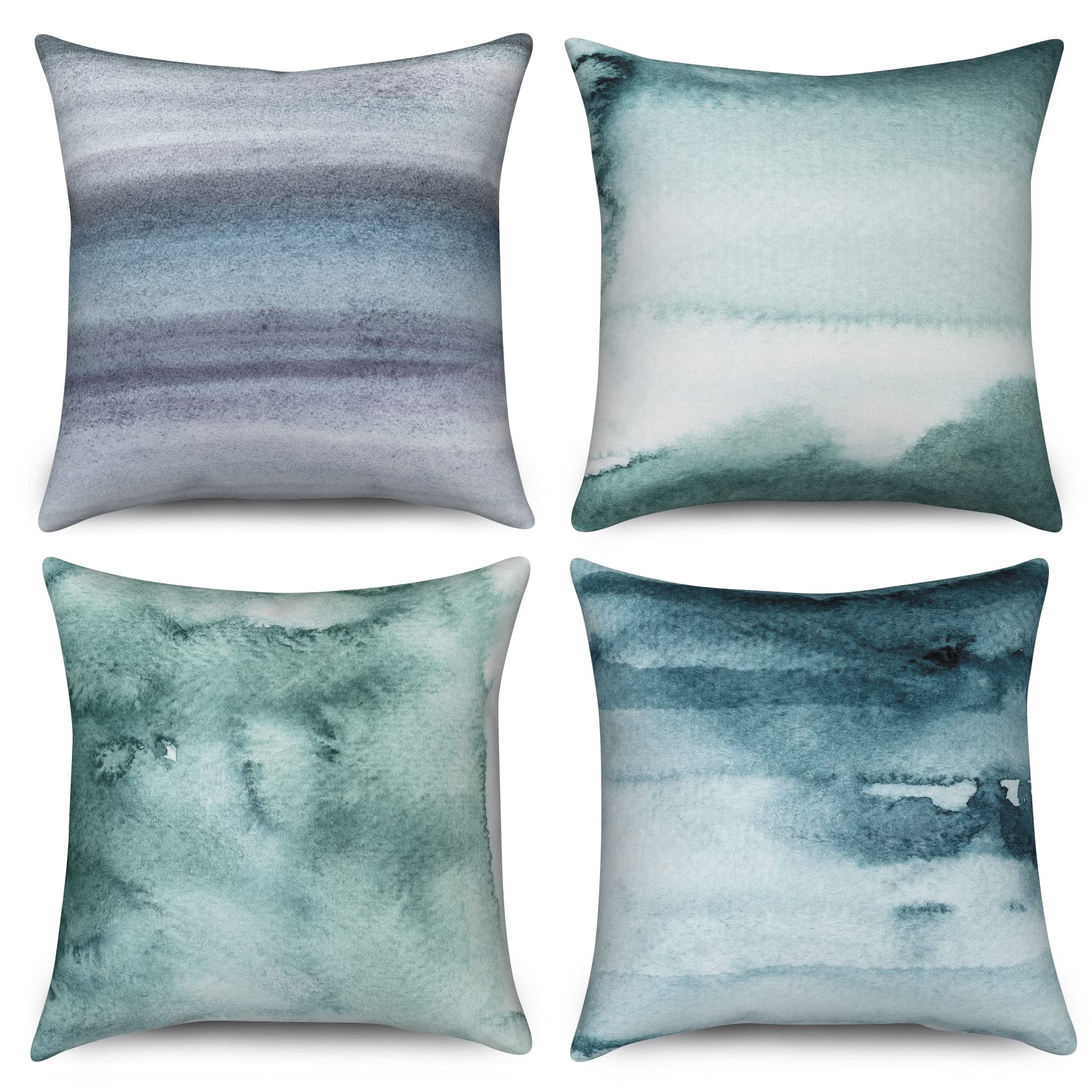 ASDCXZ Marble Cushion Covers, 45x45 cm 4pcs Set, Modern Luxury Cyan Marble Texture Sofa Deco Washable Polyester Flax Textile โ image 1