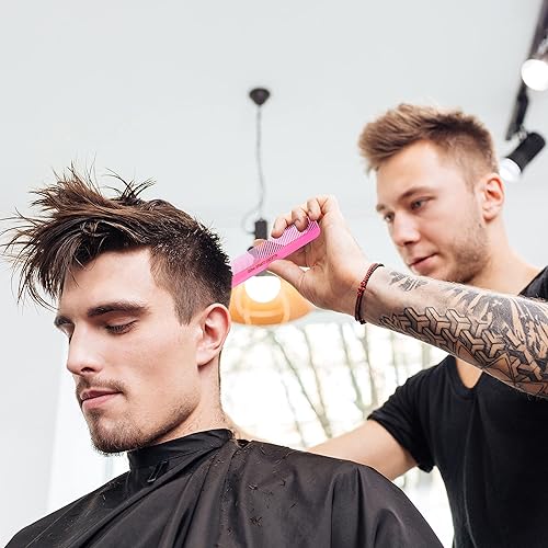 Miniatura 9 de Allegro Combs 420 Peines de corte para peluqueros para barba, bigote para hombres, mujeres y niños pequeños, trenzar el cabello de 3 unidades (rosa