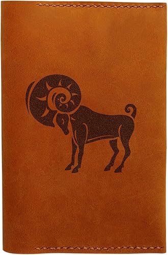 Negro zodiaco Handmade Funda de piel Passport Holder HLT _ _ _ _ _ _ _ _ _ _ 01, Aries), HLT_01537-4