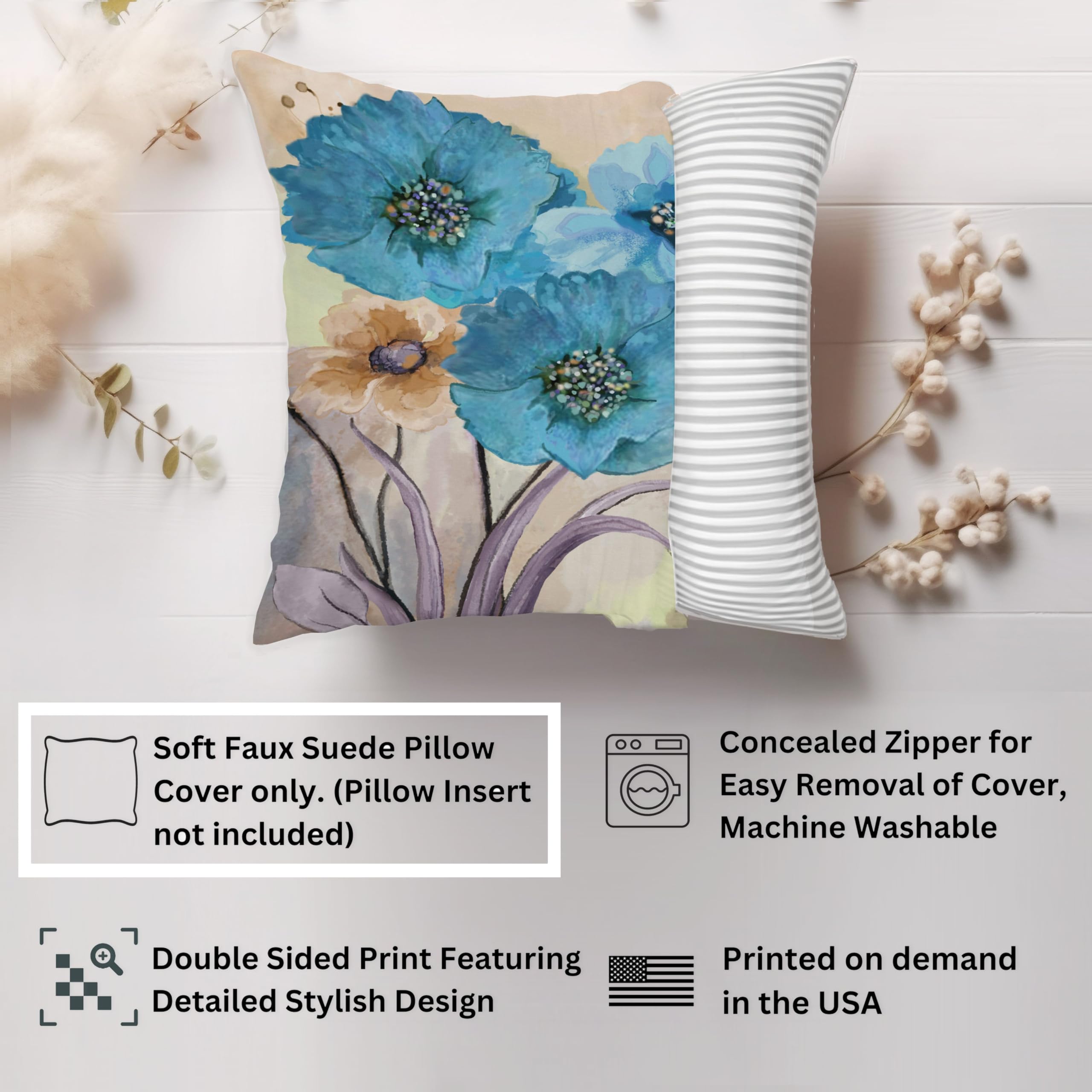 JWH Suede Sunflower Pillows Decorative Throw Pillows Round Pillow With Insert Decorative Pillows Round For Bed Sofa 12 Inch Royal Blue