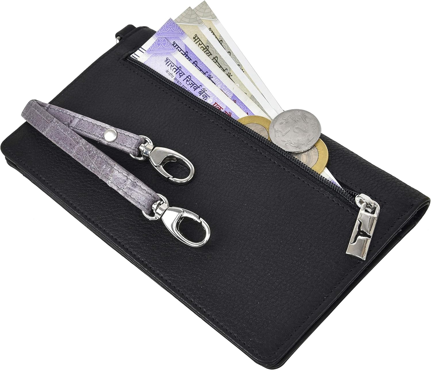 Urban Forest Ruby Leather Sling Wallet for Women, Grey/Black, Classic