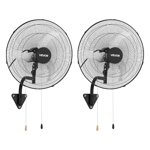 VEVOR 20 Inch Wall Mount Fan, Oscillating, 3-Speed, 2 Pack