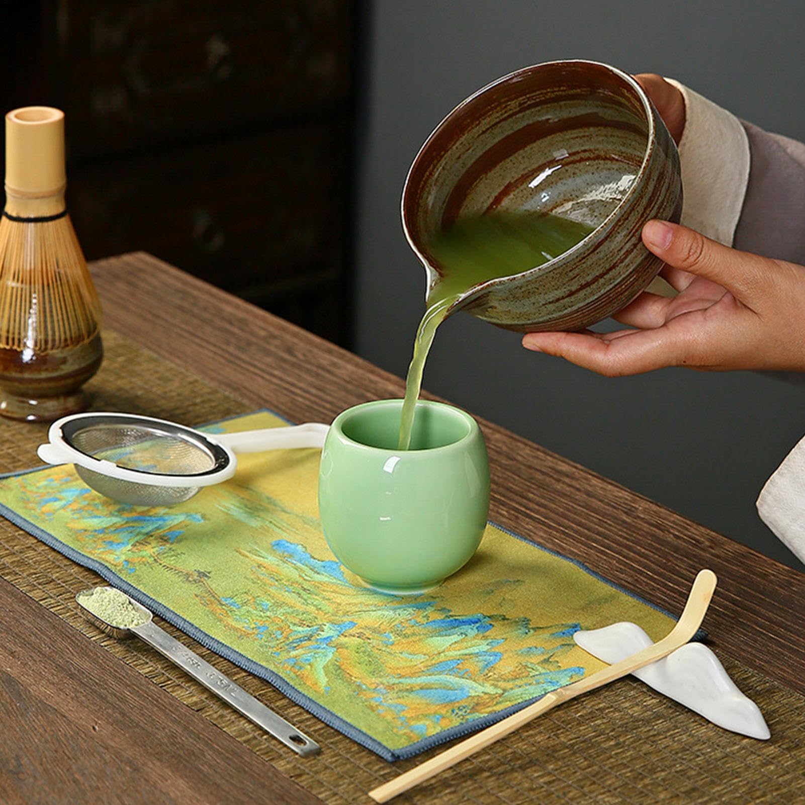 Tradycyjna trzepaczka do matcha, zestaw matcha z trzepaczką, zestaw do herbaty matcha, trzepaczka matcha, zestaw misek do matcha, japoński zestaw matcha, trzepaczka do herbaty matcha, zestaw misek do