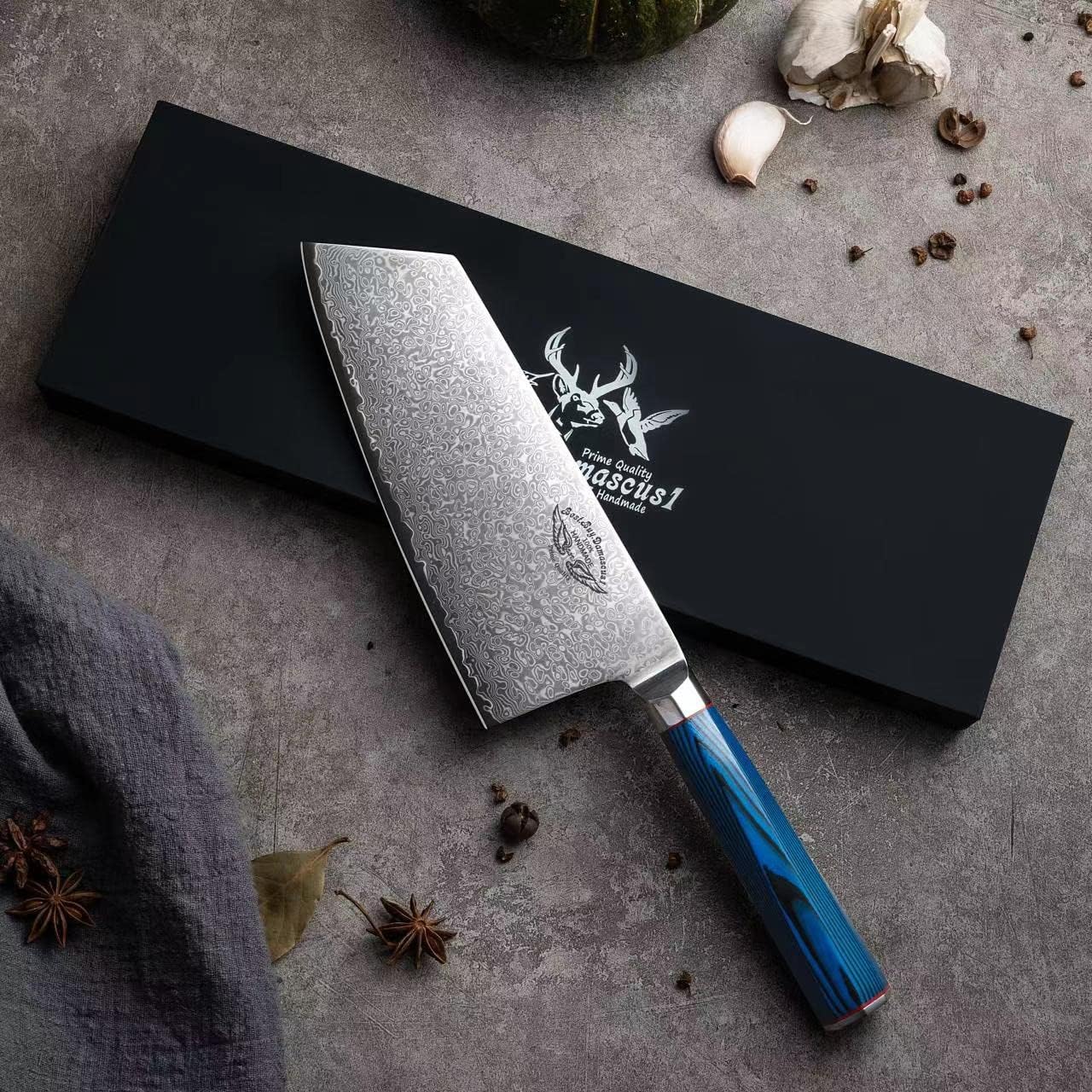 Best.Buy.Damascus1 Cleaver Knife 8.5" Chef Knife- Meat Cleaver- Aus-10 Cleaver Japanese Damascus Knife- Butcher knife - Premium Quality Knife