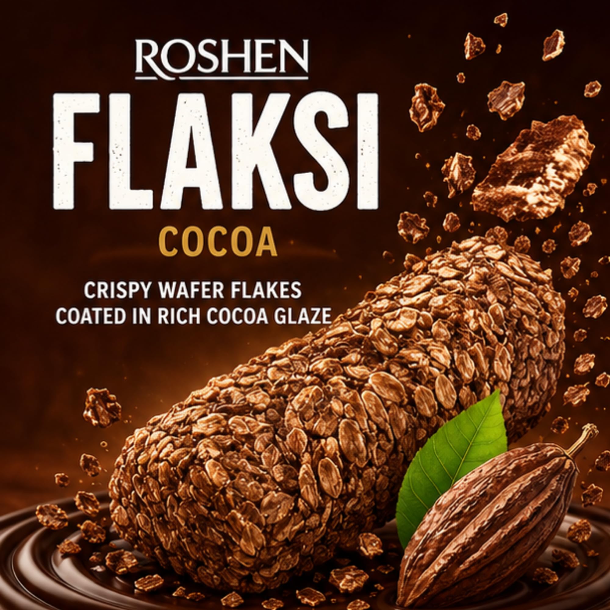 Roshen Flaksi Cocoa Sweets with Crispy Wafer Flakes, 50 Pieces, 500g (Product Of South Africa) From DECADENT FOODS 1