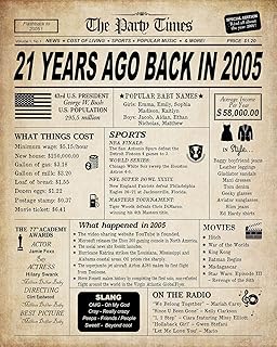 GIFTSFARM 21st Birthday Decorations for Her or Him, Back in 2005 Print, 21st Birthday Card, Vintage 21 Year Old Party Card Poster Supplies Centerpiece for Men and Women, 21 Birthday Decorations