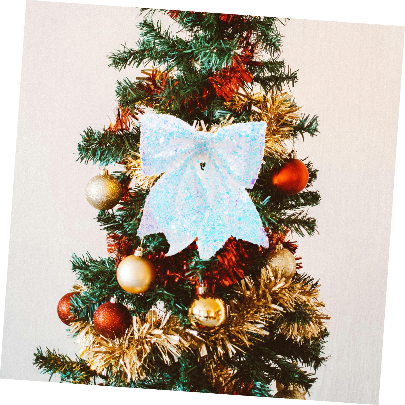 ibasenice Nœuds pour Sapin de Noël Décorations Pailleté Cimiers Brillants pour Couronnes Accessoires à Suspendre pour Hiver Éléments Décoratifs pour Fêtes de Fin Année