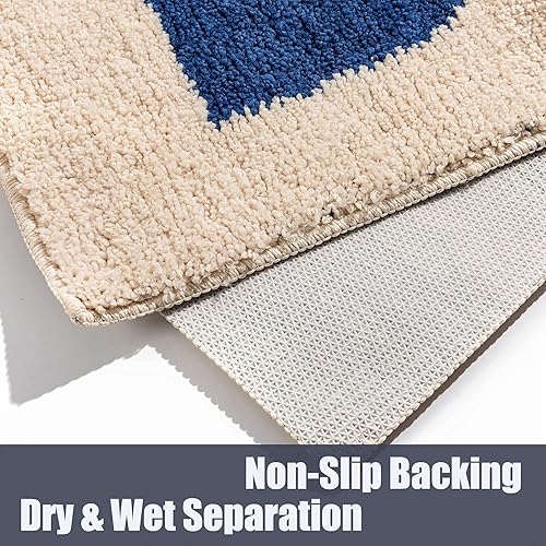 Miniatura 45 de Tapetes de baño bohemios, antideslizantes, abstractos, de microfibra, bonitos, color negro, lavable para tubo, lavabo, inodoro