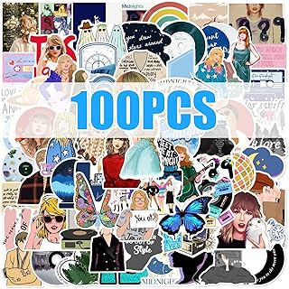 100PCS Taylor Music Stickers, Popular Singer Albums Folklore Stickers for Fans Gift, Waterproof Vinyl Decals for Laptop Suitcase Water Bottle Guitar Skateboard (100PCS)