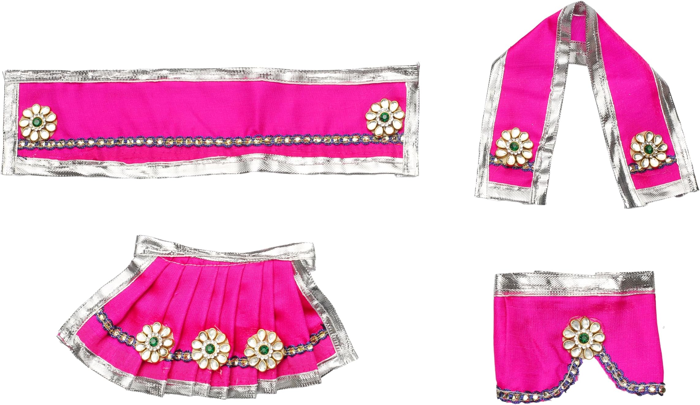 Pink Laxmi Ganesh Dress poshak vastra Cloth Lehenga Chunari Dhoti Puja Item samgari Radha Krishna Dress Poshak for Laxmi Ganesh Durga Devi Statue Idol Statues Pooja Decor Festival Holi Decorations