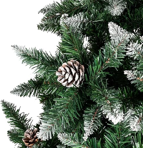 Miniatura 5 de Karl home Árbol de Navidad de abeto parcialmente flocado de 6 pies con decoraciones de piña para el hogar, oficina, fiesta, vacaciones, árbol de