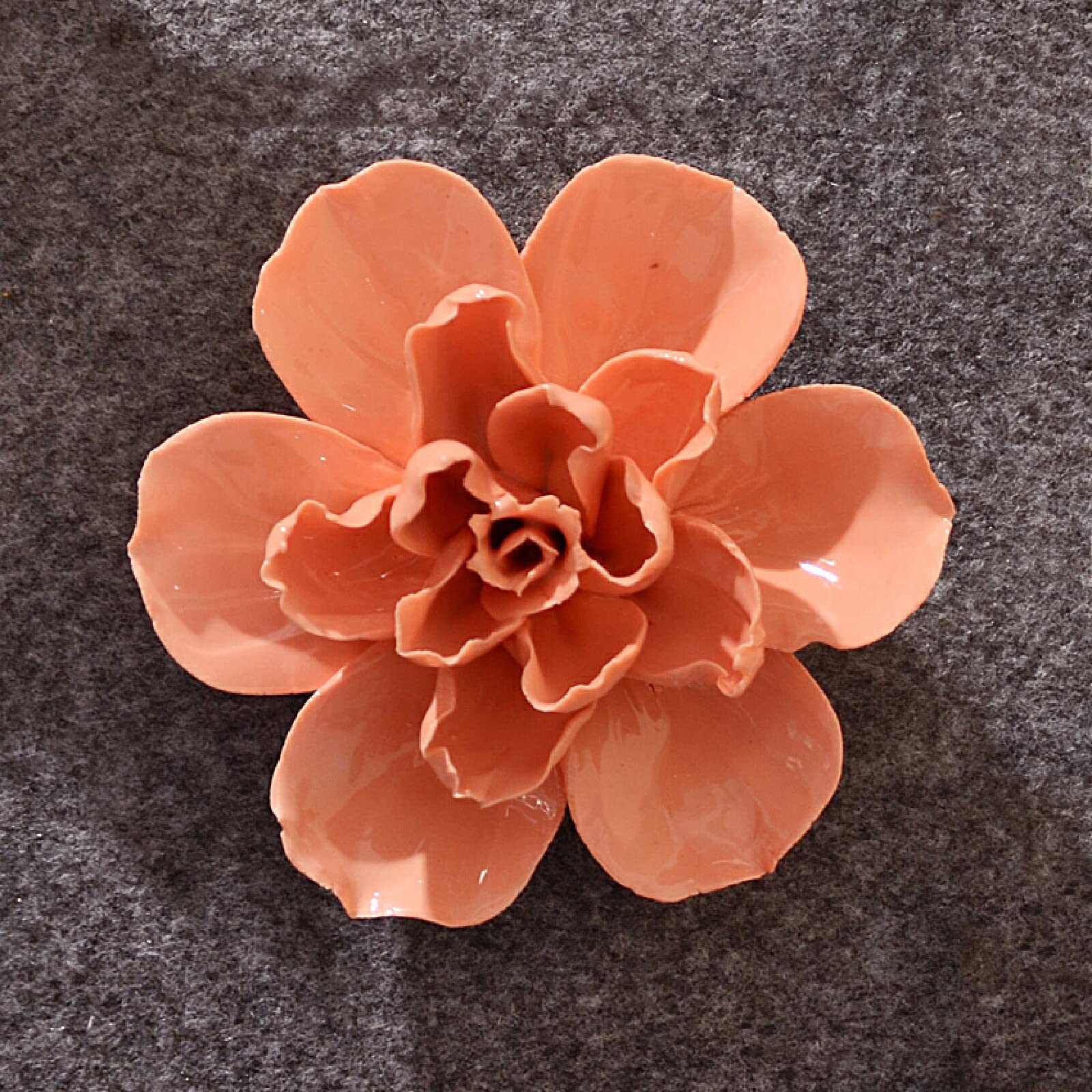KJOLWHCQ Elegant Ceramic Flower Wall Decor Sculpture Orange Jasmine 3D Wall Hanging Arts Home Living Dining Room Wedding Gift(4.7 inch (12cm))