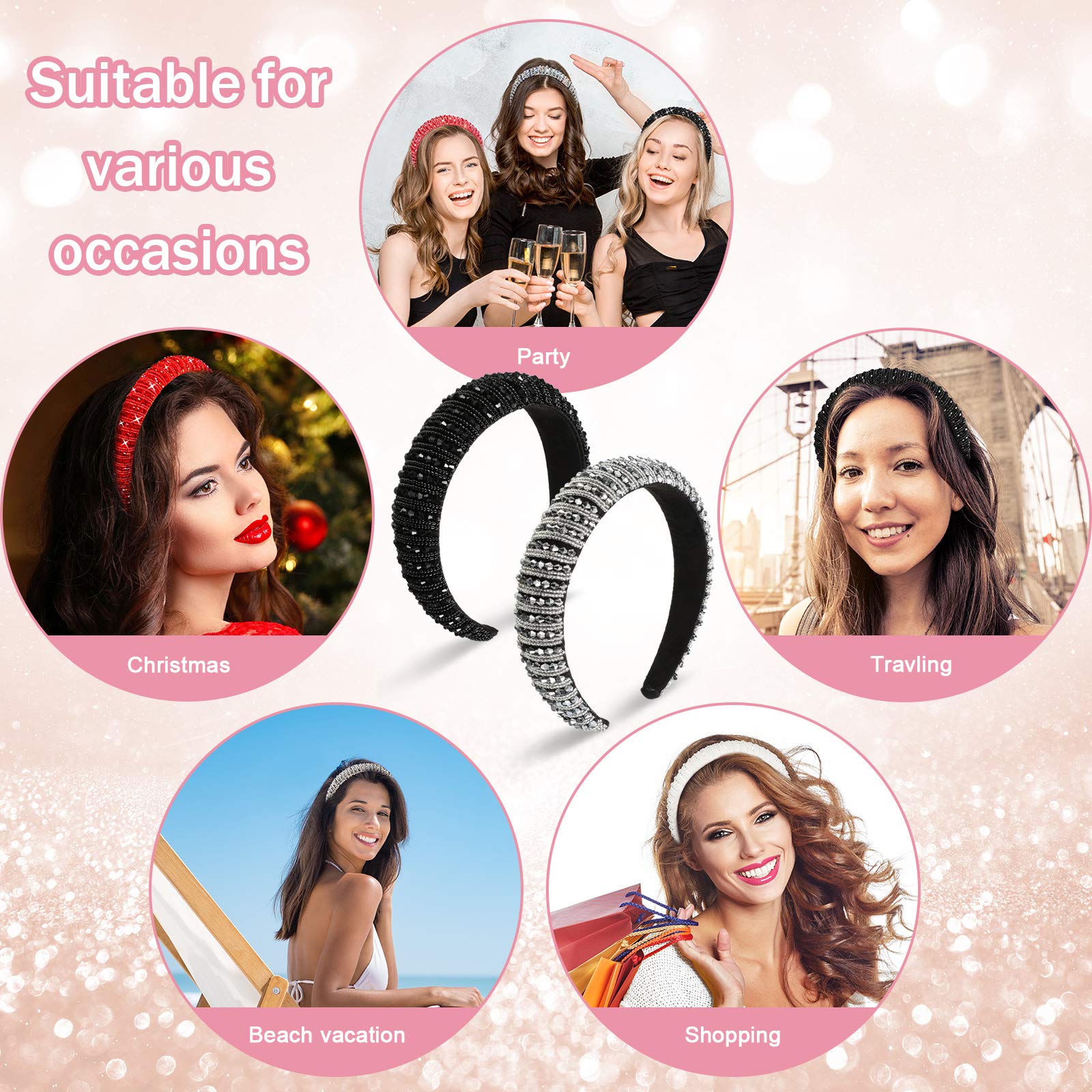 Amazon.com : Syhood 5 Pcs Rhinestone Padded Headband 