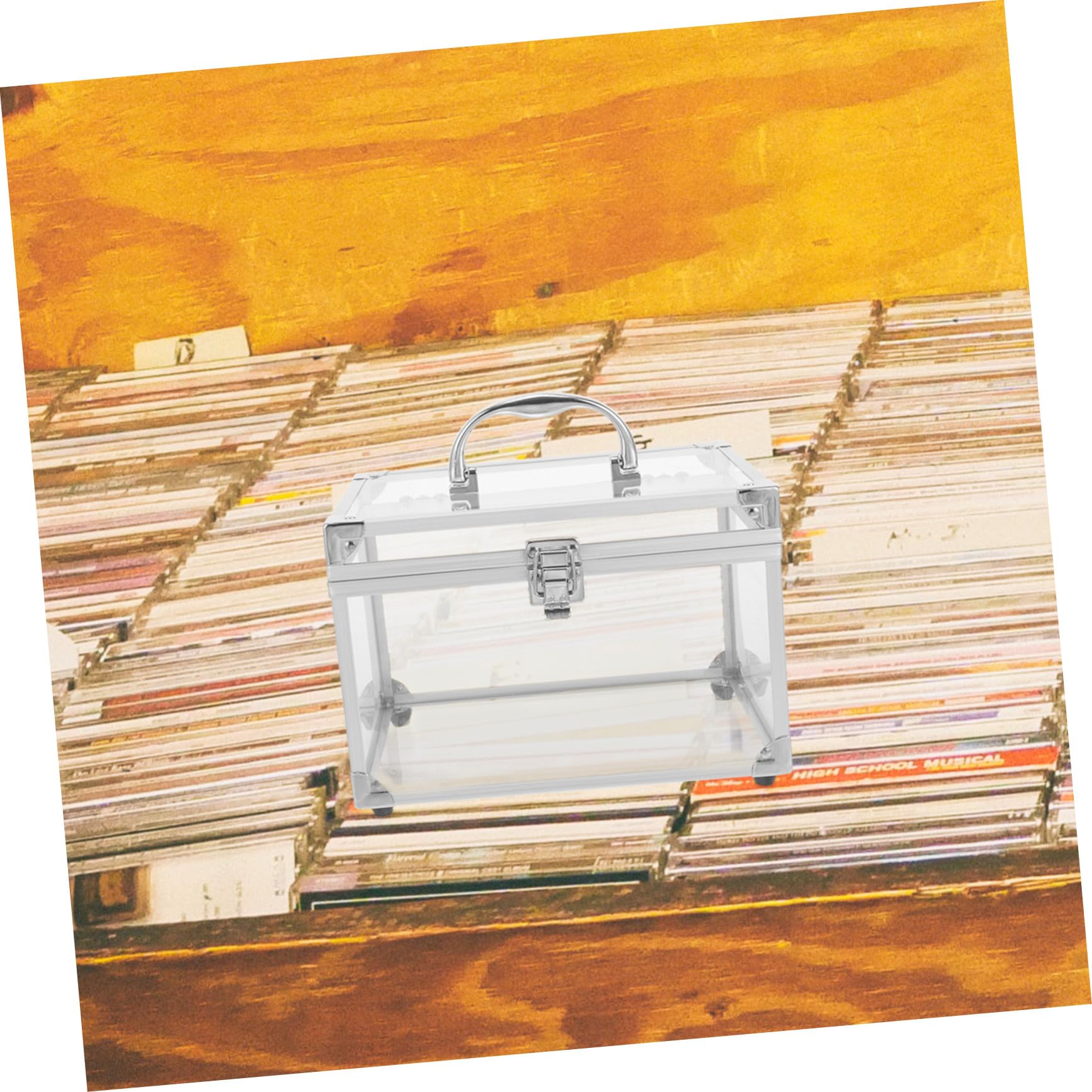 Contenitore Porta CD in Acrilico Argento, Facile da Trasportare | Organizer da Riporre, Adatto a Dischi e Dvd, Finitura Trasparente, per Casa